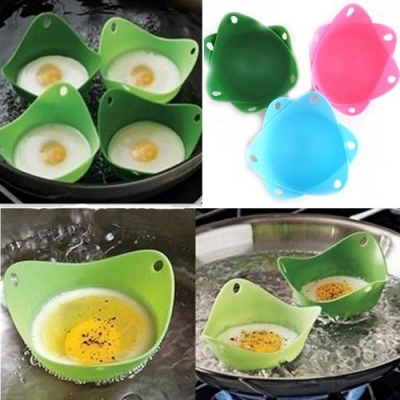 4x Silicone Egg Poacher Cook Poach Pods Kitchen Tool Cookware Poached Baking Cup[99414]